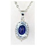 NO RESERVE 4 Ct Sterling Silver Sapphire, Necklace