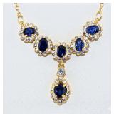 NO RESERVE 2.10 Ct   Silver Sapphire Necklace