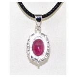 NO RESERVE 3.10 Ct  Silver Ruby Necklace