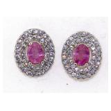 NO RESERVE 2.10 Ct   Silver Pink Sapphire Earring