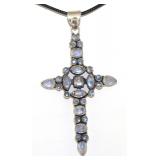 NO RESERVE 18.50 Ct  Silver Aqua Hand Made Cross