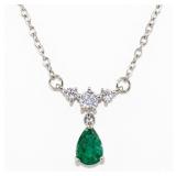 NO RESERVE 1.52 Ct Silver Emerald, Necklace