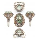 NO RESERVE 19.40 Ct Amythest & Diamond Silver Ring