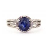 NO RESERVE 2 Ct Sterling Silver Lab Sapphire, Ring