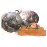 Glass plates and wall shelf Glass plates and wall shelf