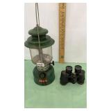 Coleman lantern and Simmons binoculars,