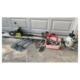 Outdoor garden lot, hedger, chainsaw,