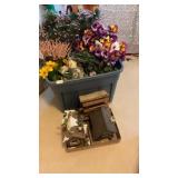 Miscellaneous artificial flowers, bird houses