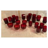Ruby glasses with clear base