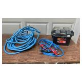 Air hose, jumper cables, battery
