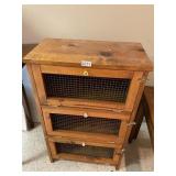 Three shelf potato storage cabinet