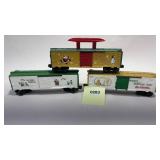 Three Lionel train cars