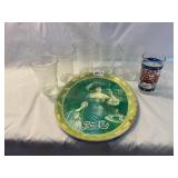 Pepsi glasses with Pepsi-Cola tray