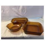 Fire King set up three baking dishes