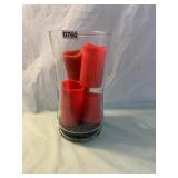 Red candle glass display