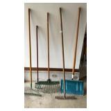 Garden rakes snow shovel