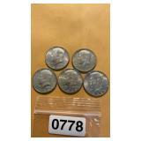 5 half dollars 1968