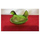 Green Hen on the Nest