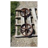 Two vintage steel wheels
