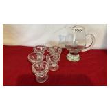 Miscellaneous glass dessert cups with pitcher lot