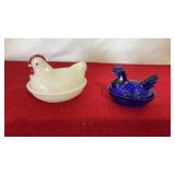 Hens on a Nest lot-blue one made in Taiwan