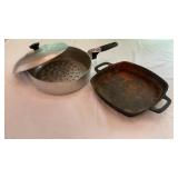 Wagner ware Magnalite pan with lid and cast iron