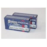 (2) Boxes FIOCCHI 9mm Luger 115gr. FMJ
