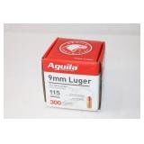 300 rounds Aguila 9mm Luger. 115gr FMJ