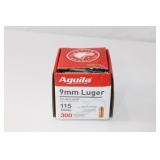 300 rounds Aguila 9mm Luger. 115gr FMJ