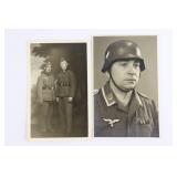 (2) WWII Nazi Soldier Portrait Postcards
