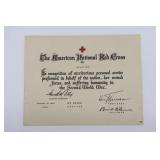 WWII Red Cross Meritorious Service Cert.