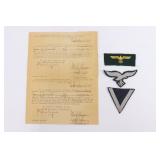 (3) German Insignia with Capture Papers