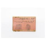 USS Lexington CV-2 Radio Operator ID Card
