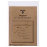Nazi School Student Grade Book