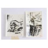 (2) WWII SHAEF Censored News Cartoons