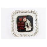 WWII Anti-Mussolini Glass Ashtray