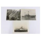 (3) Vintage USN Press Photos of Ships