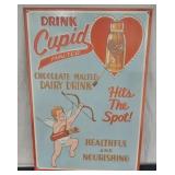 Metal Cupid Malted Milk Advertising Sign