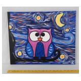 Handpainted Owl Canvas  Painting - 19" x 14"