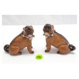 Pair of Conte & Boehme Porcelain Pugs - Repaired