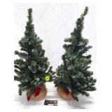 Pair of 2-ft Christmas Trees with lights