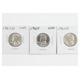 (3) Nice Washington Silver Quarters