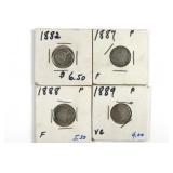 (4) Liberty Seated Dimes. 1882, 87, 88, & 89