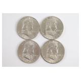 Lot of (4) Franklin Half Dollars