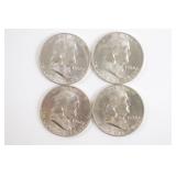 Lot of (4) Franklin Half Dollars