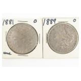 (2) Morgan Silver Dollars. 1881-O & 1889-O