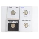 (4) 1944 Mercury Dimes