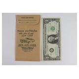 (1) UNC 1963 B Fed Res Notes in Old Bank Envelope