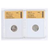 (2) Silver Roosevelt Proof Dimes. SGS Slabbed