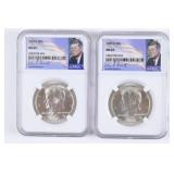 (2) 1969-D Kennedy Half Dollar. Slabbed